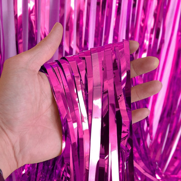 3ft X 6.5ft FOIL FRINGE CURTAIN - METALLIC MAGENTA - LA Balloons