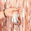 3ft X 6.5ft FOIL FRINGE CURTAIN - METALLIC ROSE GOLD - LA Balloons