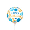 4 inch BIRTHDAY BLUE & GOLD DOTS MINI SHAPE (AIR - FILL ONLY) - LA Balloons
