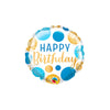4 inch BIRTHDAY BLUE & GOLD DOTS MINI SHAPE (AIR - FILL ONLY) - LA Balloons