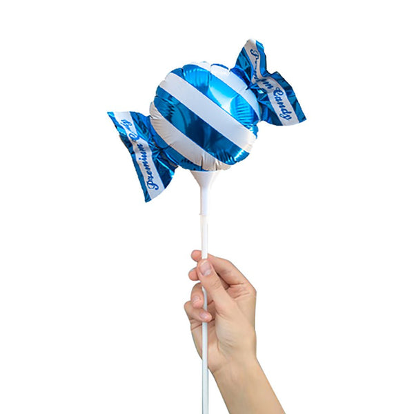 4 inch HANDHELD CANDY - DARK BLUE/ WHITE STRIPES (AIR - FILL ONLY) - LA Balloons