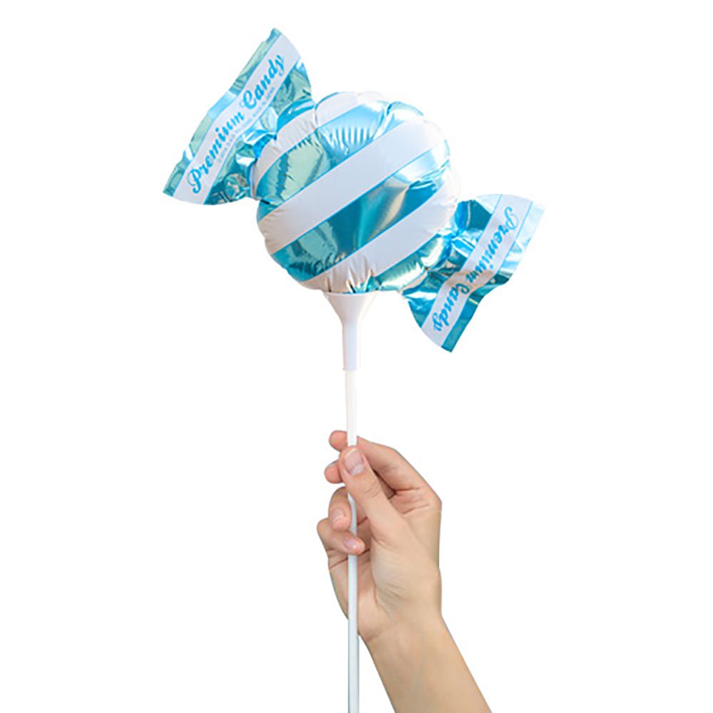 4 inch HANDHELD CANDY - LIGHT BLUE/ WHITE STRIPES (AIR-FILL ONLY)