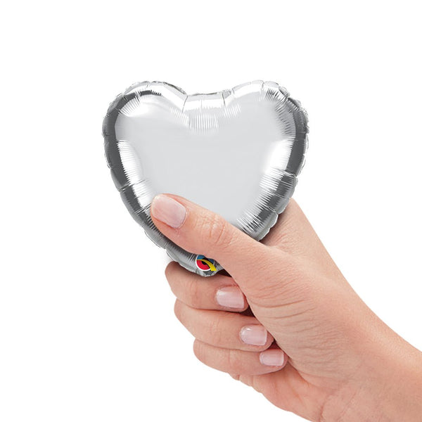 4 inch MINI HEART - SILVER (AIR - FILL ONLY) - LA Balloons
