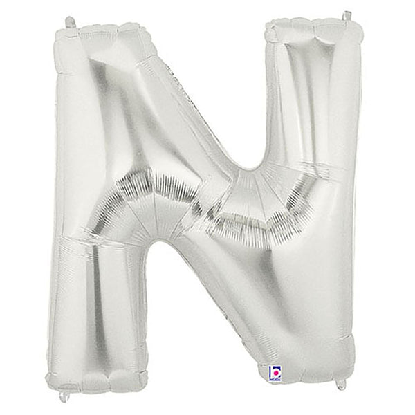 40 inch LETTER N - SILVER MEGALOON - LA Balloons