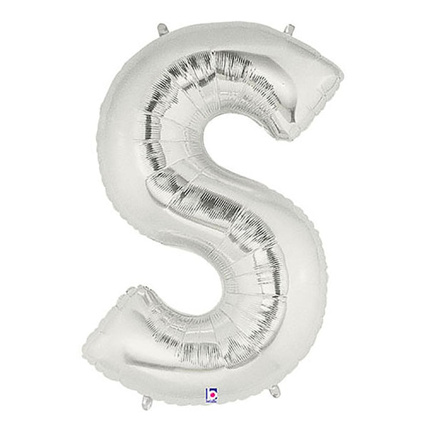 40 inch LETTER S - SILVER MEGALOON - LA Balloons
