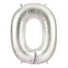 40 inch NUMBER 0 - SILVER MEGALOON - LA Balloons