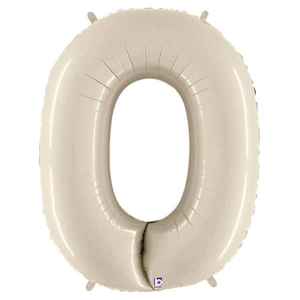 40 inch NUMBER 0 - WHITE SAND MEGALOON - LA Balloons