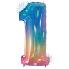40 inch NUMBER 1 - OPAL RAINBOW MEGALOON - LA Balloons