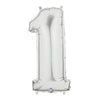 40 inch NUMBER 1 - SILVER MEGALOON - LA Balloons