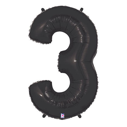 40 inch NUMBER 3 - BLACK MEGALOON - LA Balloons