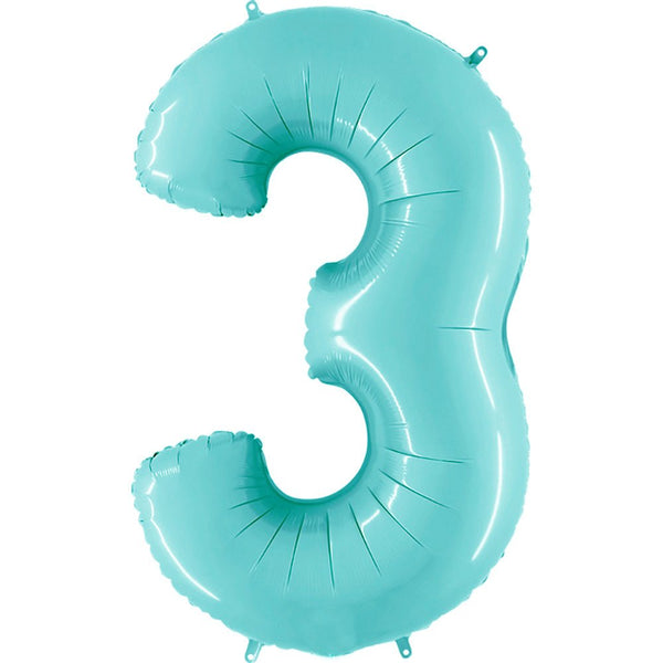 40 inch NUMBER 3 - LIGHT BLUE - LA Balloons