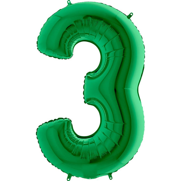 40 inch NUMBER 3 - METALLIC GREEN - LA Balloons