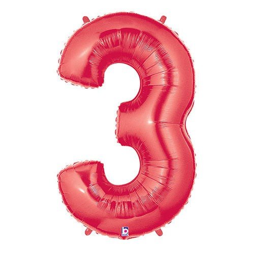 40 inch NUMBER 3 - RED MEGALOON - LA Balloons