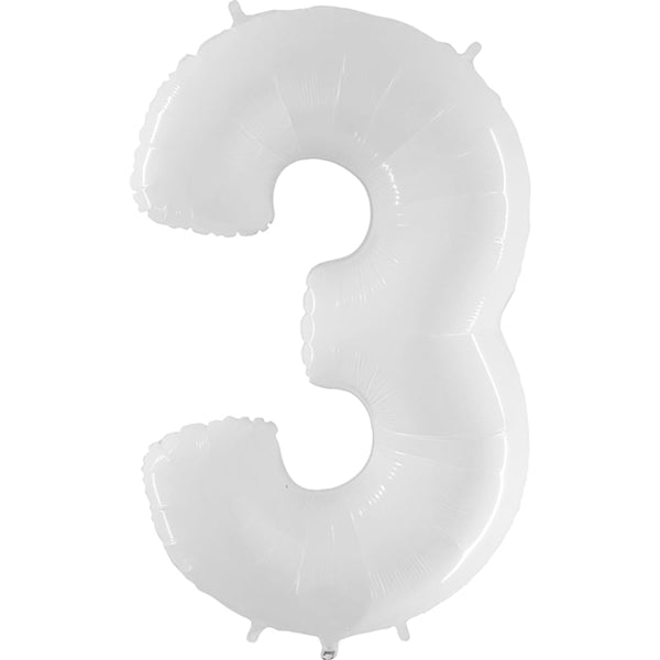 40 inch NUMBER 3 - WHITE - LA Balloons