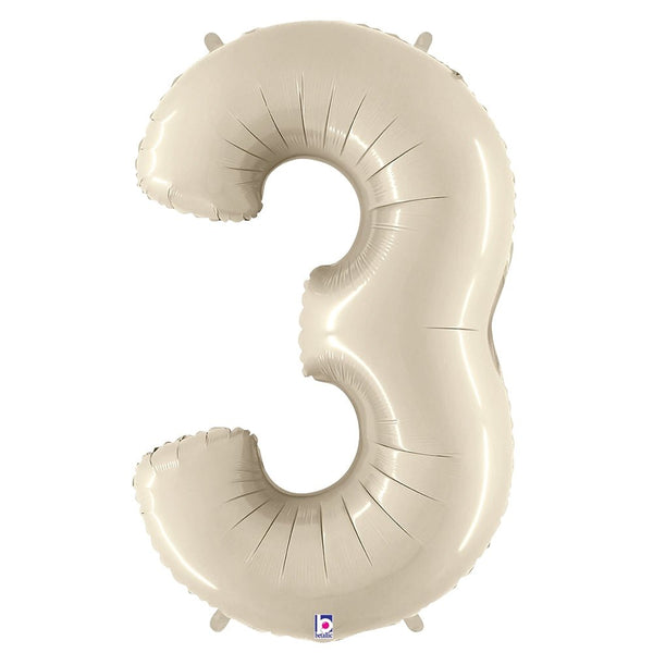 40 inch NUMBER 3 - WHITE SAND MEGALOON - LA Balloons