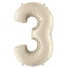 40 inch NUMBER 3 - WHITE SAND MEGALOON - LA Balloons