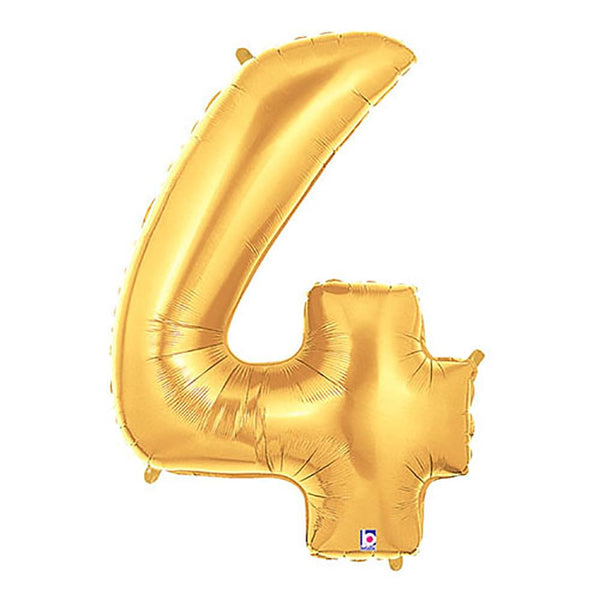 40 inch NUMBER 4 - GOLD MEGALOON - LA Balloons