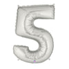 40 inch NUMBER 5 - SILVER MEGALOON - LA Balloons