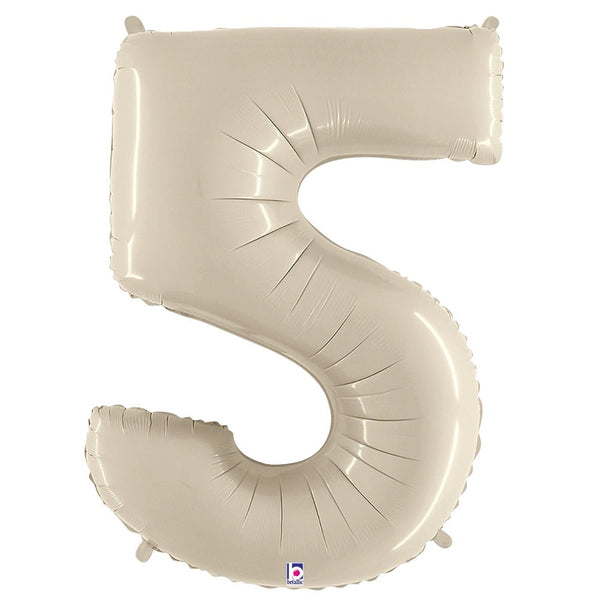 40 inch NUMBER 5 - WHITE SAND MEGALOON - LA Balloons