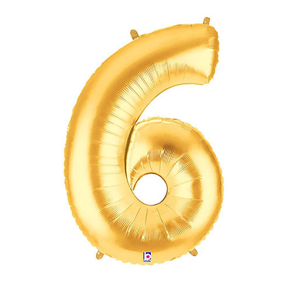 40 inch NUMBER 6 - GOLD MEGALOON - LA Balloons