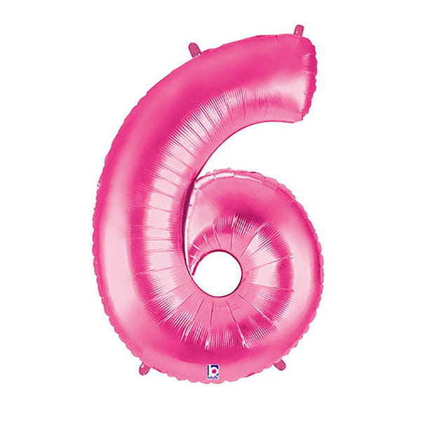 40 inch NUMBER 6 - PINK MEGALOON - LA Balloons