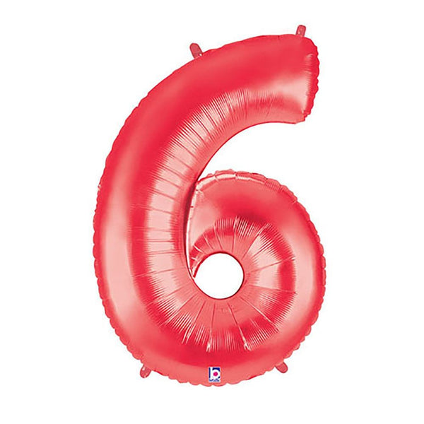 40 inch NUMBER 6 - RED MEGALOON - LA Balloons