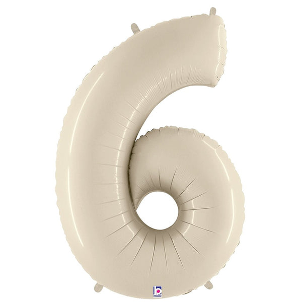 40 inch NUMBER 6 - WHITE SAND MEGALOON - LA Balloons