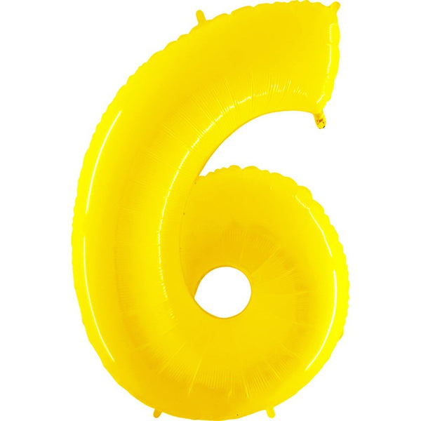 40 inch NUMBER 6 - YELLOW - LA Balloons