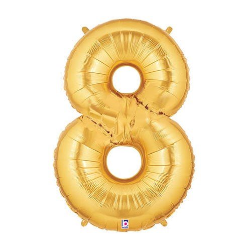 40 inch NUMBER 8 - GOLD MEGALOON - LA Balloons