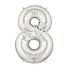 40 inch NUMBER 8 - SILVER MEGALOON - LA Balloons