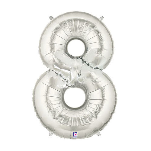 40 inch NUMBER 8 - SILVER MEGALOON