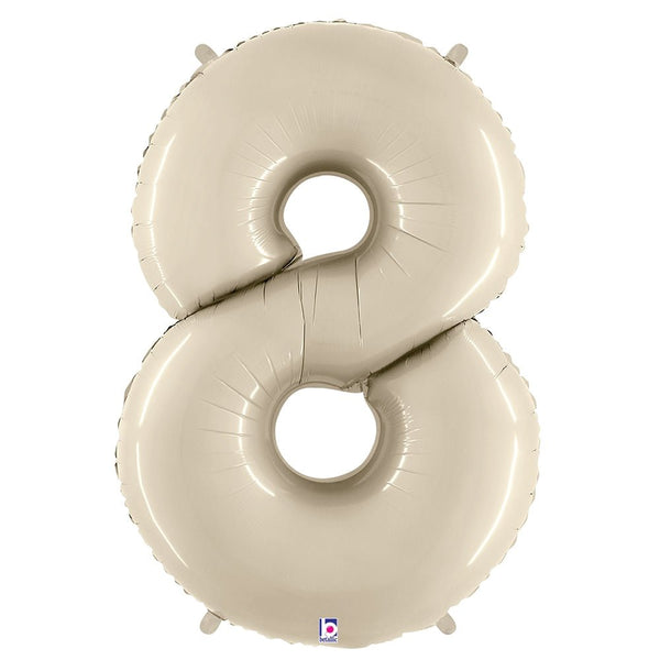 40 inch NUMBER 8 - WHITE SAND MEGALOON - LA Balloons