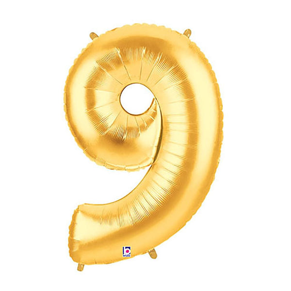 40 inch NUMBER 9 - GOLD MEGALOON - LA Balloons