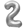 Party Brands 32 inch NUMBER 2 - METAL BALLOONS - SILVER Foil Balloon 400057-PB-U