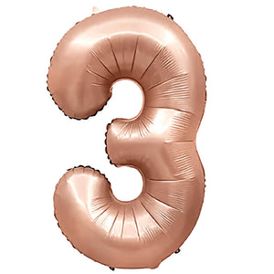 Party Brands 32 inch NUMBER 3 - METAL BALLOONS - ROSE GOLD Foil Balloon 400064-PB-U
