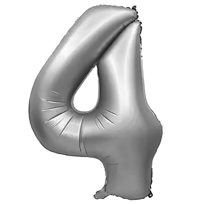 Party Brands 32 inch NUMBER 4 - METAL BALLOONS - SILVER Foil Balloon 400067-PB-U