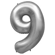 Party Brands 32 inch NUMBER 9 - METAL BALLOONS - SILVER Foil Balloon 400092-PB-U