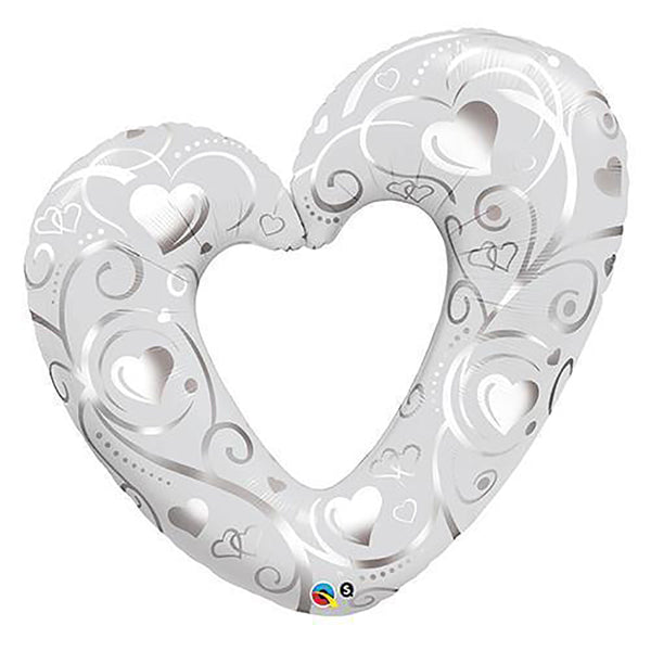 42 inch HEARTS & FILIGREE - PEARL WHITE - LA Balloons