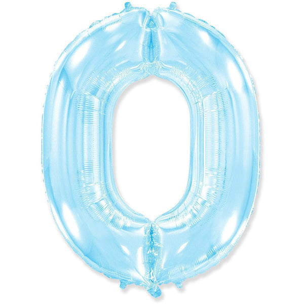 42 inch NUMBER 0 - LA BALLOONS - PASTEL BLUE - LA Balloons