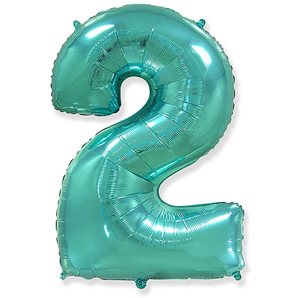 42 inch NUMBER 2 - TEAL BLUE - LA Balloons