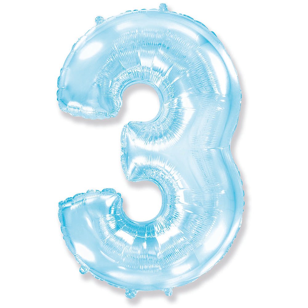 42 inch NUMBER 3 - LA BALLOONS - PASTEL BLUE