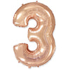42 inch NUMBER 3 - ROSE GOLD - LA Balloons