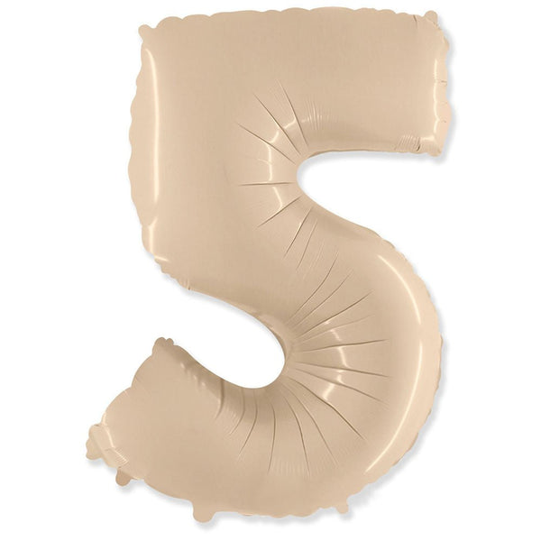 42 inch NUMBER 5 - LA BALLOONS - SATIN CREAM - LA Balloons