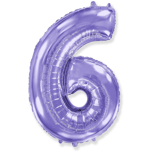 42 inch NUMBER 6 - LA BALLOONS - LILAC PURPLE - LA Balloons