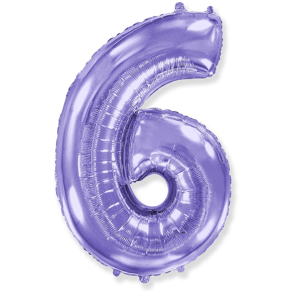 42 inch NUMBER 6 - LA BALLOONS - LILAC PURPLE