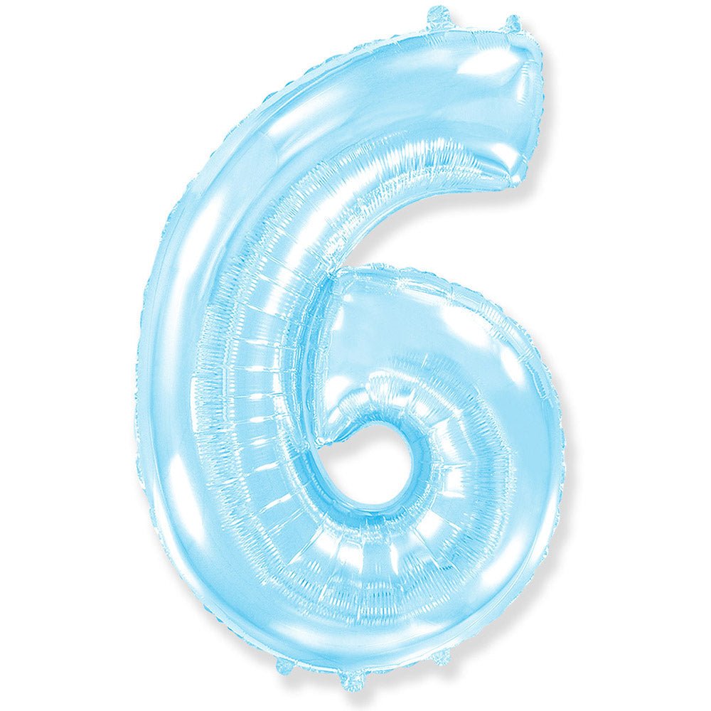 42 inch NUMBER 6 - LA BALLOONS - PASTEL BLUE