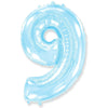 42 inch NUMBER 9 - LA BALLOONS - PASTEL BLUE - LA Balloons