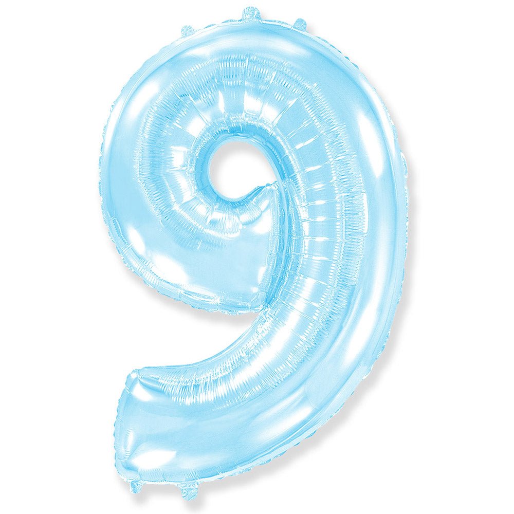 42 inch NUMBER 9 - LA BALLOONS - PASTEL BLUE