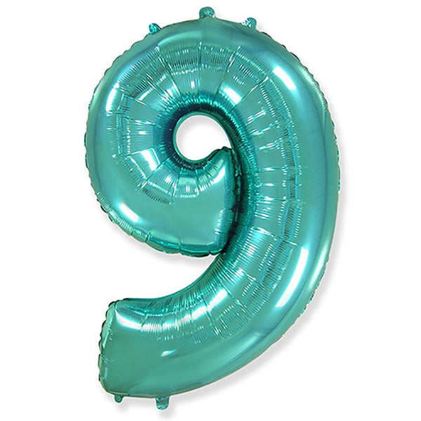 42 inch NUMBER 9 - TEAL BLUE - LA Balloons
