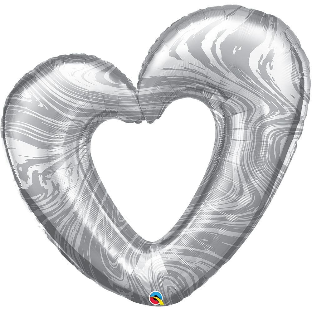 42 inch OPEN MARBLE HEART - SILVER